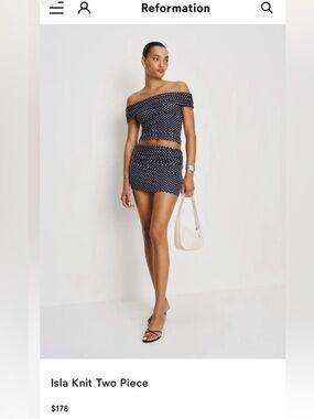 Reformation black and white Isla Polka Dot Mini Skirt and top set